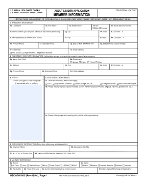 US Naval Sea Cadet Corps Adult Leader Application