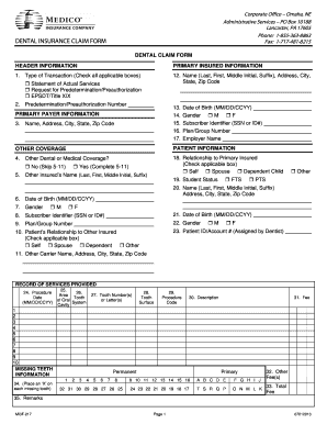Dental Insurance Claim Form