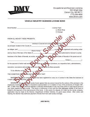 Nevada Vehicle Industry Business License Bond