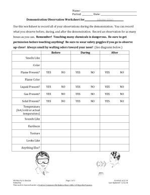 Demonstration Observation Worksheet