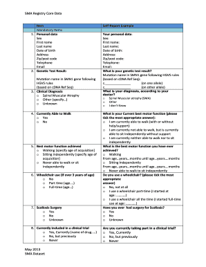 SMA Registry Core Data Form