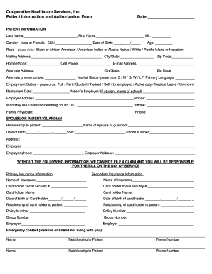 Patient Information and Authorization Form