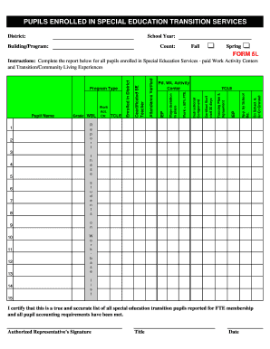 Special Education Transition Services Report