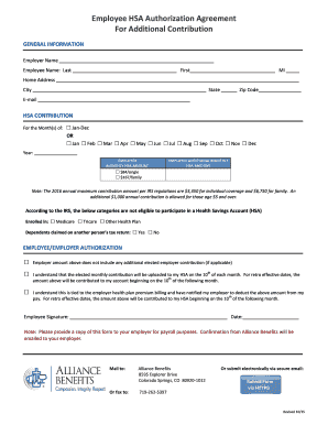 Employee HSA Authorization Agreement
