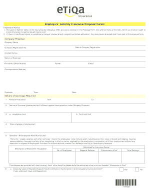 Employers’ Liability Insurance Proposal Form