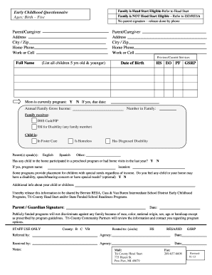 Early Childhood Questionnaire