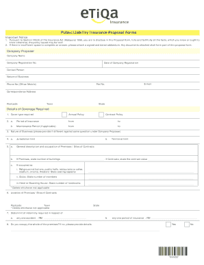 Public Liability Insurance Proposal Form