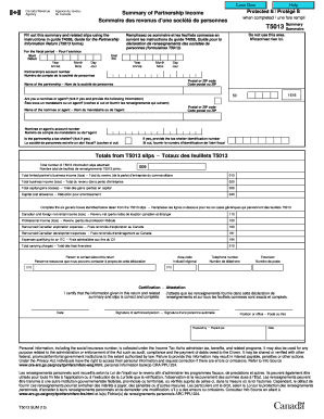 T5013 Summary of Partnership Income