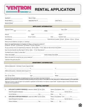 Apartment Rental Application Form
