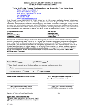 Colorado Victim Notification Program Enrollment Form