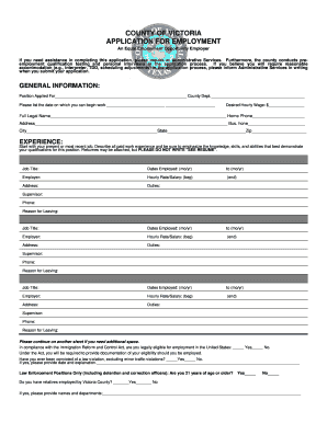 Victoria County Application for Employment
