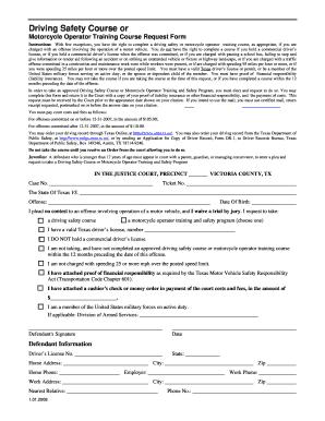 Texas Driving Safety Course Request Form