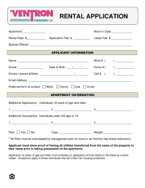 Apartment Rental Application Form