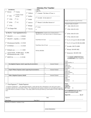 Texas Attorney Fee Voucher