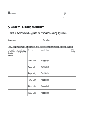 Changes to Learning Agreement