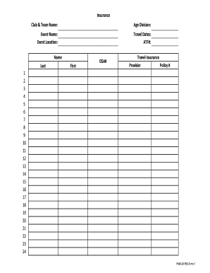 Travel Insurance Form
