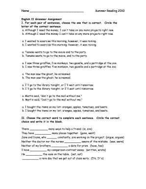 English II Grammar Assignment