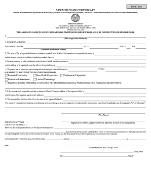Assumed Name Certificate for Texas Business