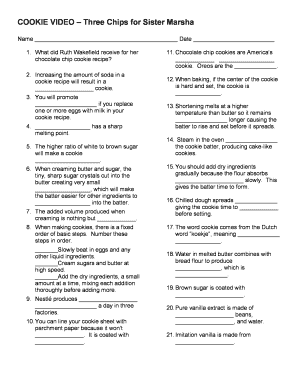 Cookie Baking Worksheet