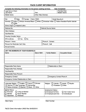 F&CS Client Information Form