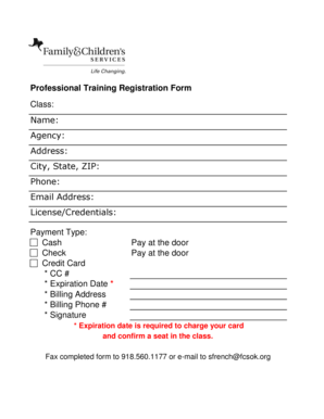 Professional Training Registration Form