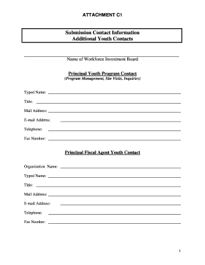 Workforce Investment Board Youth Program Contact Form