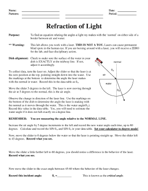 Refraction of Light Lab Report