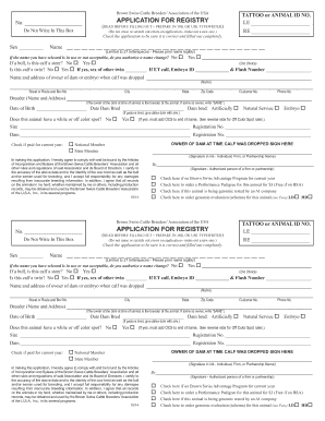 Brown Swiss Cattle Registry Application