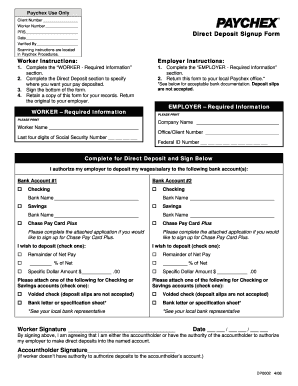 Direct Deposit Signup Form
