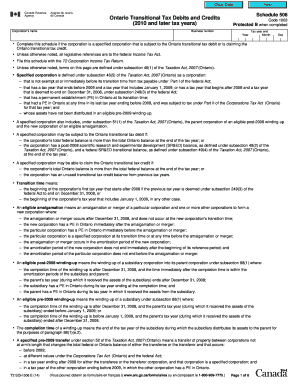 Ontario Transitional Tax Debits and Credits Form