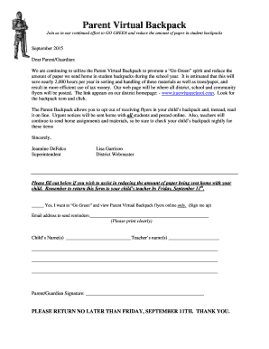 Parent Virtual Backpack Consent Form