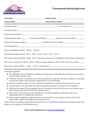 Tournament Sanctioning Form