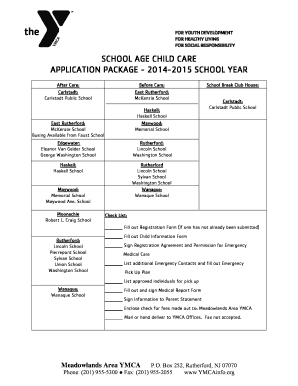 School Age Child Care Application Package