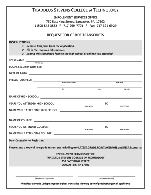 Request for Grade Transcripts