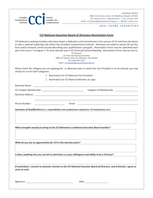 CCI National Executive Board of Directors Nomination Form