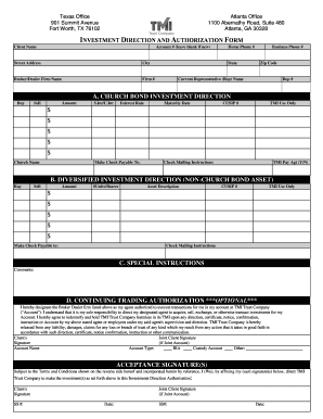 Investment Direction and Authorization Form