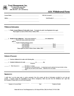 Trust Management Withdrawal Form