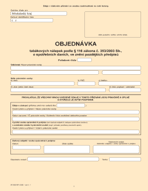 Czech Republic Tobacco Stamp Order Form