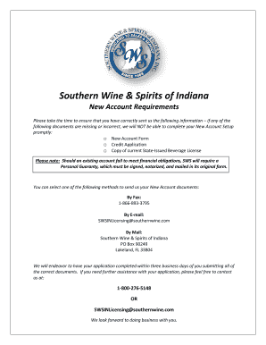 Southern Wine & Spirits Indiana New Account Form