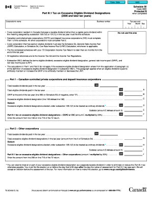 Schedule 55 Tax on Excessive Eligible Dividend Designations