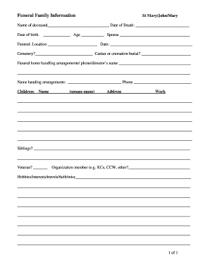 Funeral Family Information Form