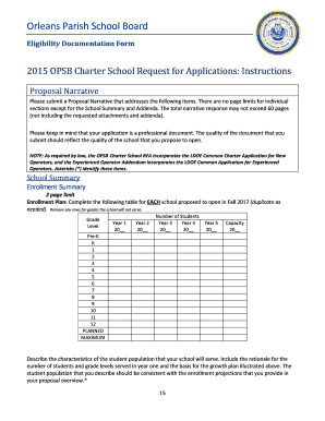 Safety plan for school template - Orleans Parish School Board 2016 Charter School Request For Applications Part 2: Application and Supplementary Materials Seth Bloom, President, District 5 Cynthia Cade, VicePresident, District 2 For Charter Schools to open beginning in the