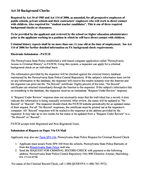 Pennsylvania Act 34 Background Check Form