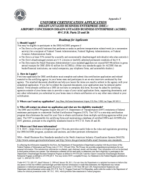 Disadvantaged Business Enterprise Certification Application