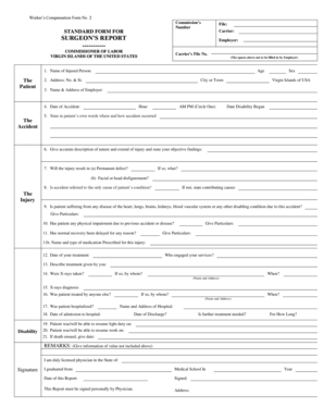 Surgeon's Report for Worker's Compensation
