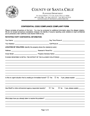 Confidential Code Compliance Complaint Form