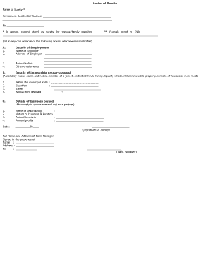 Letter of Surety