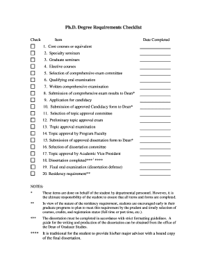 Ph.D. Degree Requirements Checklist