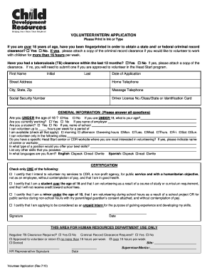 Volunteer Intern Application Form