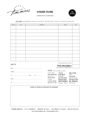 TG Customer Order Form - Talent on Display